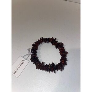 Midwest Amber Genuine Baltic Sea Cognac Amber Chip Stretch Bracelet Lithuania